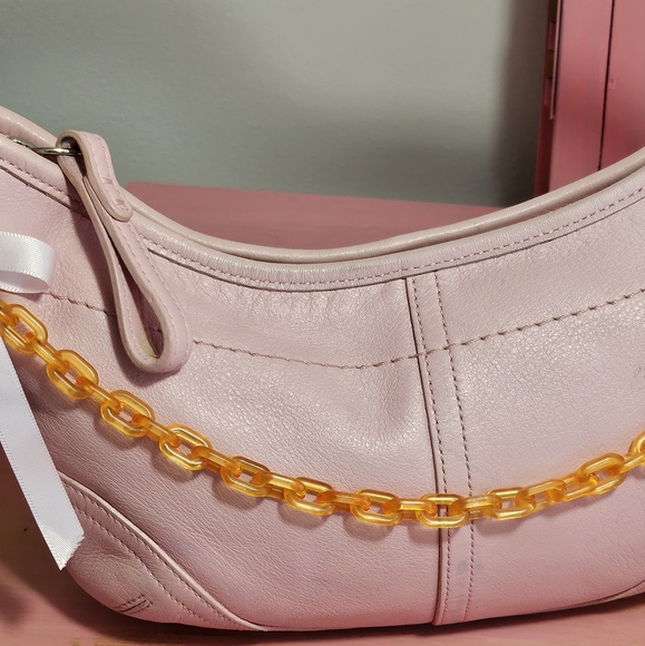 Soho 9541 Baby Pink Leather Bag Hobo Shoulder Handbag Purse Pochette Bague - Picture 4 of 9